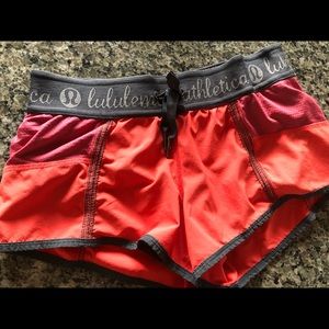 Orange lululemon shorts